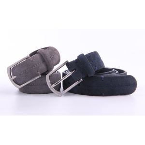 3.5cm Width Genuine Leather Dress Belt With One Line Middle Stitching