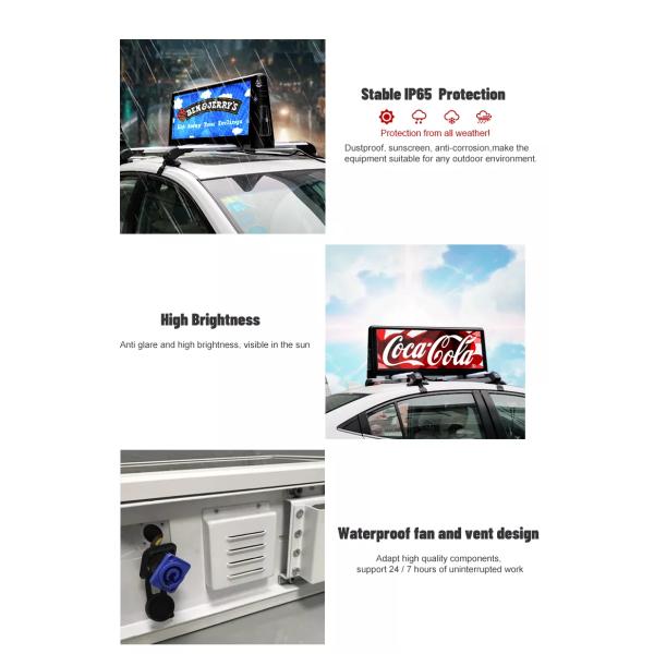 P2 P2.5 P3 P4 P5 Taxi Top Led Display Screen SMD2525 5V 200W