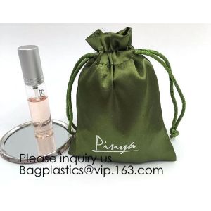 Soft Toy Storage Satin Bag With Drawstring,Promotional Red Wine Color Satin