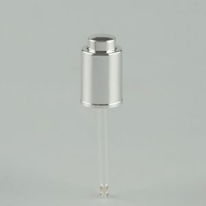 China ABS Press Dispensing Essential Oil Dropper Shiny Silver 18mm on sale