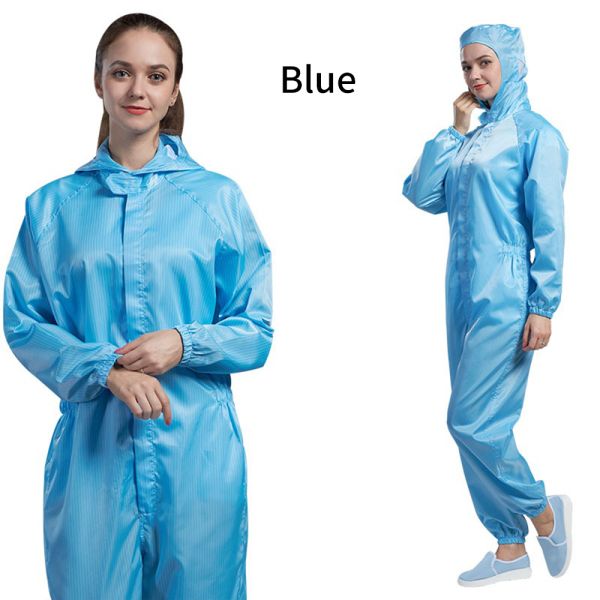 Quality Reusable ESD Cleanroom Coverall with 5mm Grid Conductive Fiber and Surface Resistance 106-107Ohm in Sizes S to 4XL wholesale