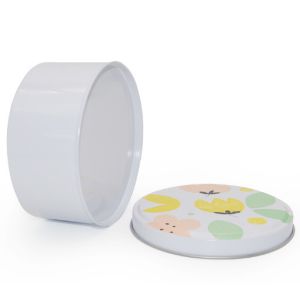 Flower Printed Mini Round Metal Tin Can Frosted Tinplate Candy Box
