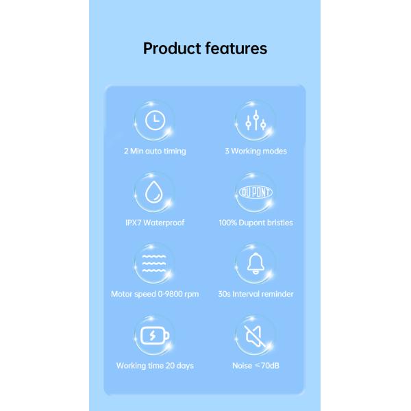 3 Working Modes IPX7 Waterproof Rotating Electric Toothbrush