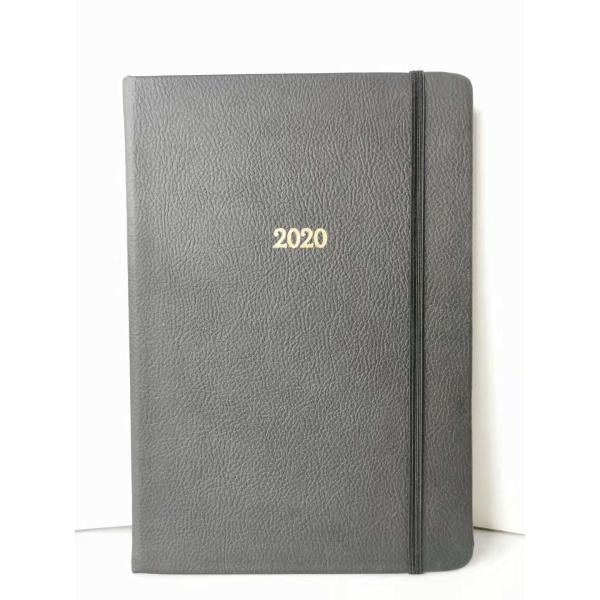 Quality Black PU Leather Cover Embossing Custom Printed Notebooks 14.9*21.1cm Size wholesale