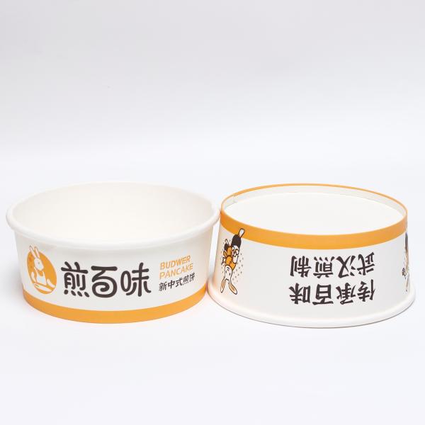 disposable craft paper salad bowl with printed paper cup and pet lid