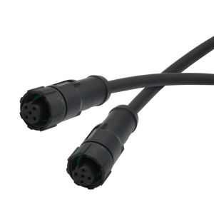3 - 8 Pin M12 Waterproof Connector Female Overmolded Plastic Black Cable