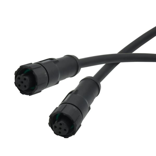 3 - 8 Pin M12 Waterproof Connector Female Overmolded Plastic Black Cable