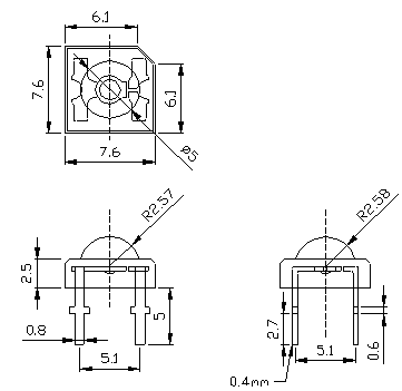 Piranha Square Led Light Emitting Diode 5mm Dome 4 Lead Warm White Super Flux