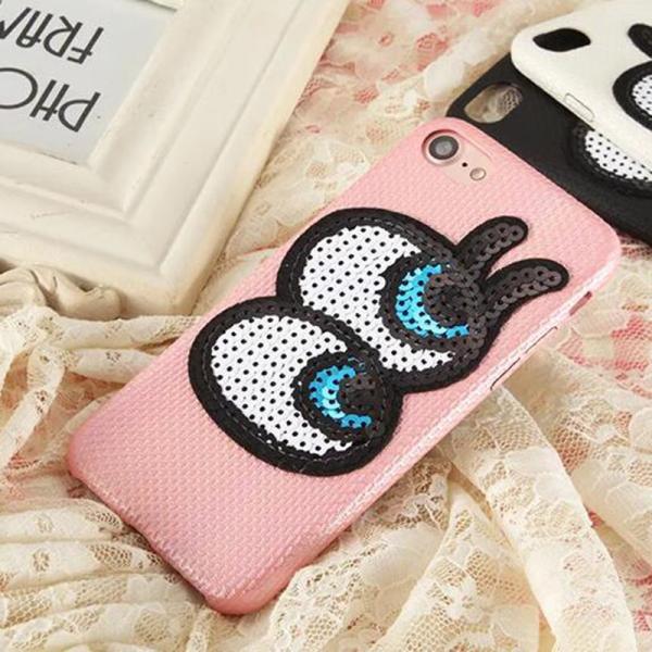 Soft Plaid PU Lovely Big Eyes Cell Phone Case Back Cover for iphone 7 7 plus 6s