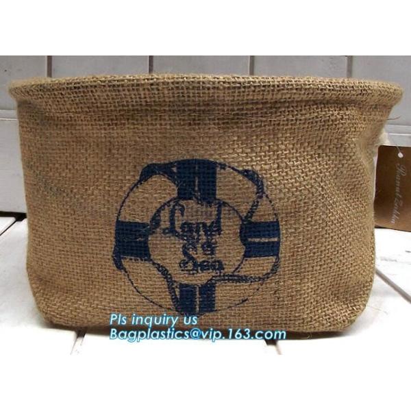 Quality Fabric 3 sets Jute home organization storage basket/boxes stackable for household with cotton handle bagease package wholesale