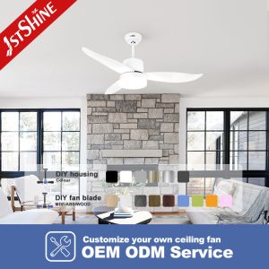 Modern Indoor Plastic Ceiling Fan With Light And Remote Control 3 Speed