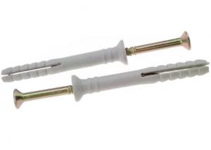 Cheap 50 mm Wall Plug Screws For Fixing / Concrete Metal Zinc Screws Nylon Plug for sale