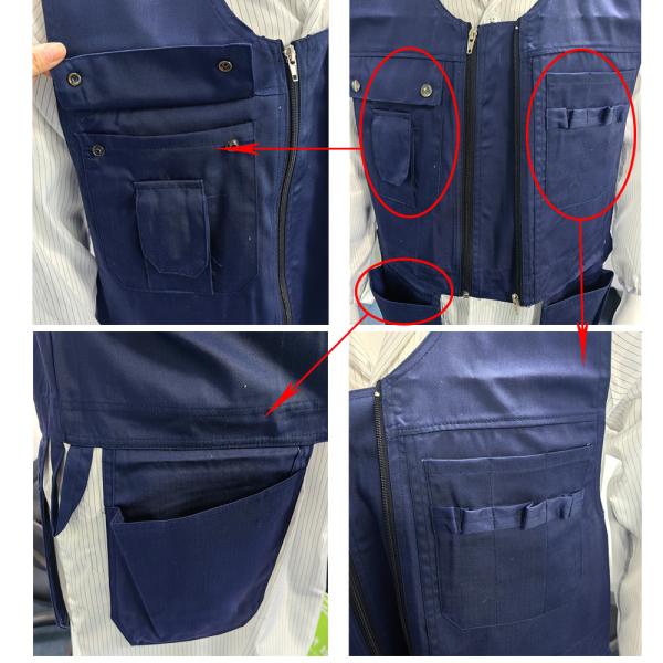Navy Blue Denim Fabric Tool Vest Anti-Static Tool Kit Work Vest for Electrician