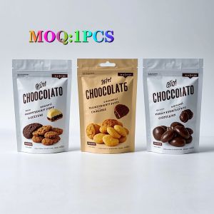 Plastic Packaging Bag With Luxury Window For Nut Chocolate Candy Sweets Pouch Bag With Child Proof Zipper