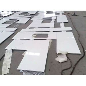 Polished Marble Granite Quartz Countertops , Man Made White Solid Surface