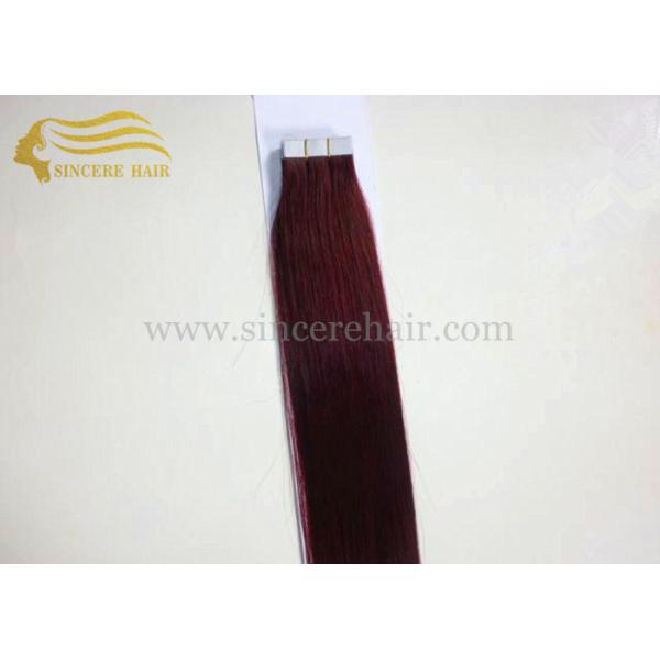 24" Long Tape In Hair Extensions - 60 CM Popular #99J Tape In Remy Human Hair