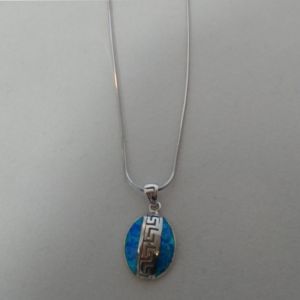 Key Design Meandros Opal Pendant Necklace With 925 Sterling Silver