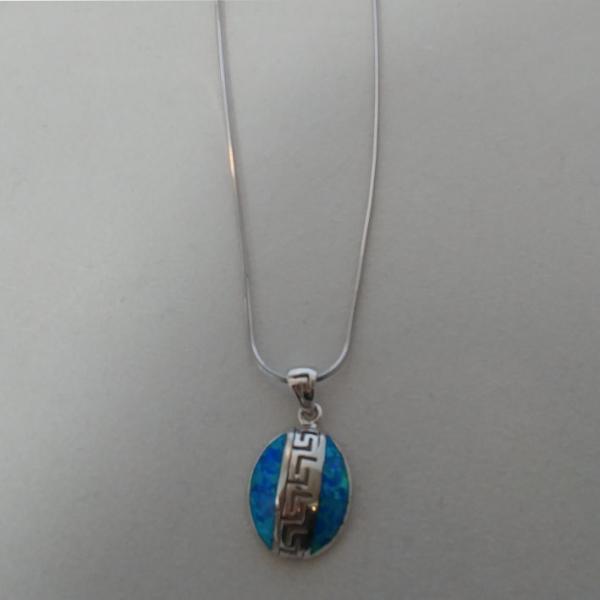 Key Design Meandros Opal Pendant Necklace With 925 Sterling Silver