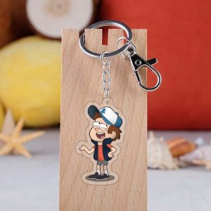 Cartoon Character Gravity Falls Printed Transparent Acrylic Keychain With Metal