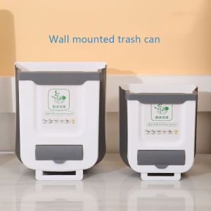 Cans Door Drawer Hanging Folding Waste Bin Handheld Cabinet Portable Wall