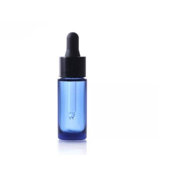 Blue Essence Oil 15ml Plastic Dropper Bottles With Black Glue Head
