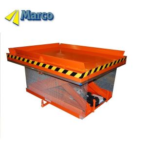 Stationary Hydraulic Scissor Lift Table with Roll-off Guard and Chain Mesh Heavy Duty