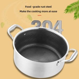 Cheap Custom Induction 18/8 Stainless Steel Cooking Pot Honeycomb Non Stick Cooking Soup Pot With Glass Lid for sale