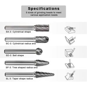 Customized Request Power Tool 3mm 6mm Shank Carving Metal Engraving Tungsten
