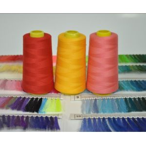 Poly Yarn Thread Good Color Fastness , Smooth Surface 100 Polyester Sewing