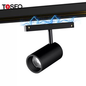 Black 48V Magnetic Folding LED Ceiling Track Light Adjustable Rail Track