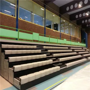 Silver Retractable Bleacher Seating With Optional Handrail In Available
