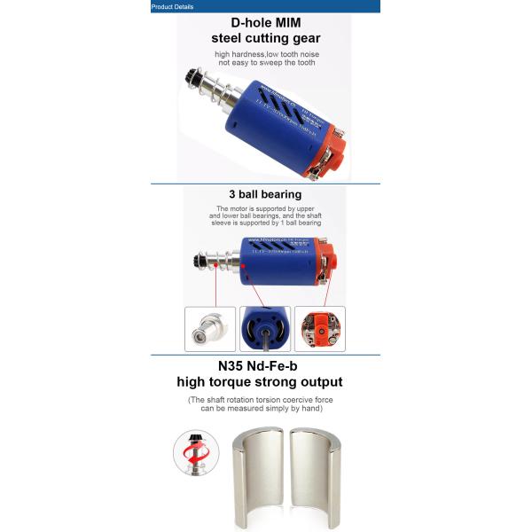 Hofon HF480WA-7515-N35 Long shaft High Speed 11.1V 37000RPM DC Carbon brush Motor for AEG Gel Blaster Toy Gun