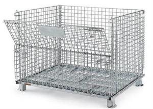 China Metal Stackable Welded Wire Containers Collapsible Wire Mesh Containers on sale
