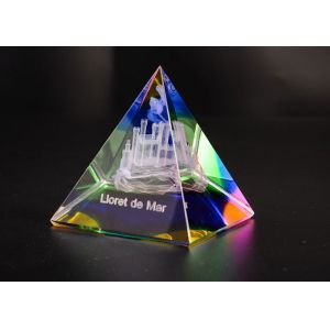 3D Engraved Crystal Trophy Cup Colorful Glass Awards As Competition Souvenirs