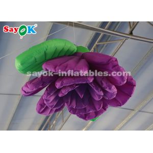 Purple 2m Inflatable Lighting Decoration Hanging Rose Flower For Lobby Stage