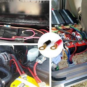 Audio Crimp Ring Terminal Gold Plated 0GA/ 2GA /4GA /6GA /8GA / 10GA