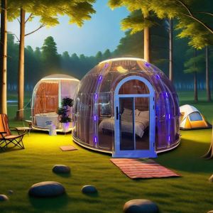 New Design Polycarbonate Dome Tent Modular Prefab PC Double Bubble Dome House