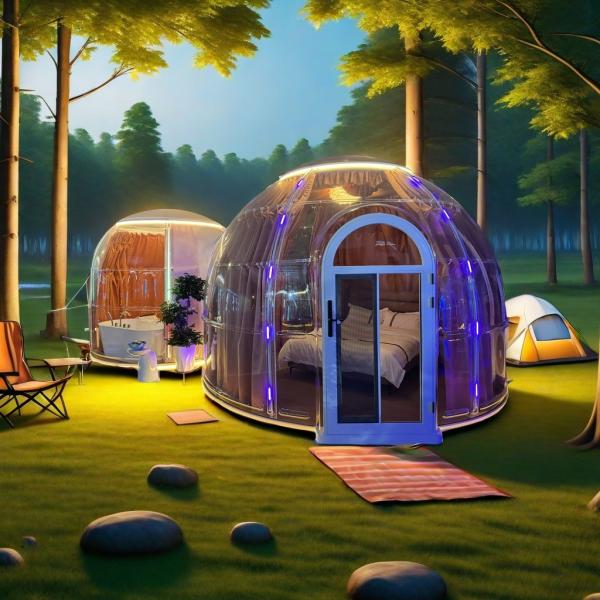 New Design Polycarbonate Dome Tent Modular Prefab PC Double Bubble Dome House