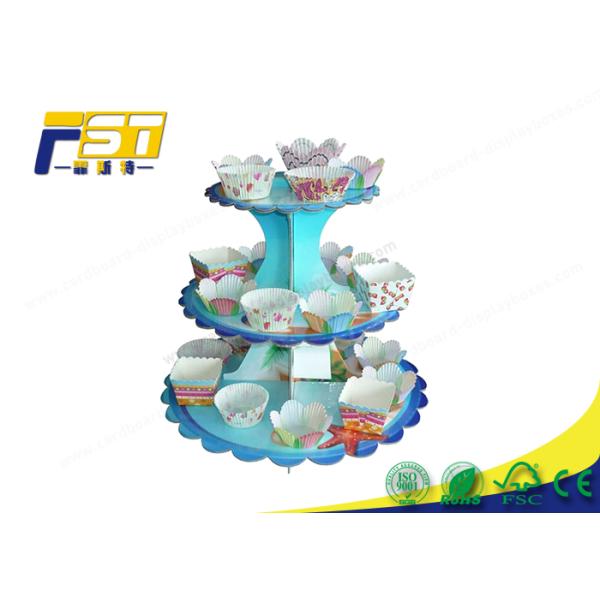 3 Tiered Cardboard Cupcake Stand , Colorful Cardboard Wedding Cake Stand SGS Approval