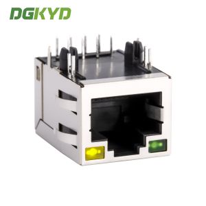 RJ45 network port socket with built-in 100Mbps integrated transformer with light