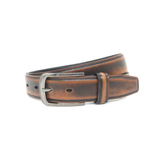 China Custom 140cm Mens Leather Dress Belt With Zinc Alloy Buckle on sale