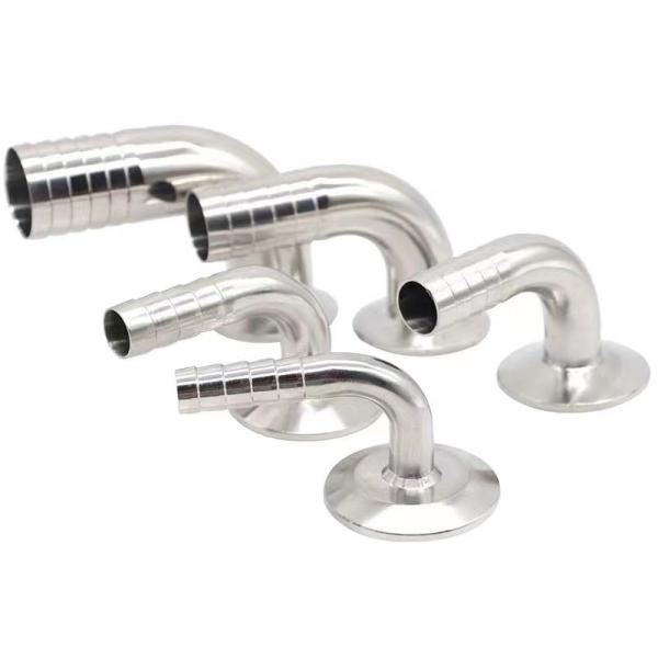 Quality Sanitary SS304 316 316L Tri Clamp 90DEG Hose Barb Tri Clover Compatible Hose Coupling Fitting Food Grade Adapter wholesale