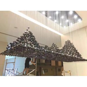 Luxury Stone Crystal Chandelier Large Modern Staircase Led Lighting(WH-NC-92)