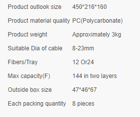 Rubber Sealing Fiber Optic Enclosures Outdoor Connection Box 2 In 2 Out 144cores