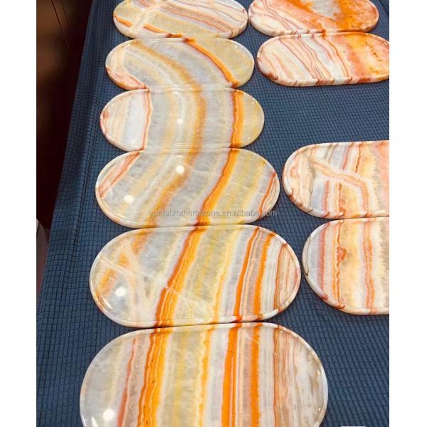 Hotel Table Furniture Design with Natural Stone Bookmatched Rainbow Onyx Marble Slab