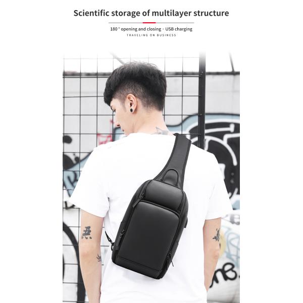 High quality custom logo men's fashion waterproof business sling bag shoulder bag chest bag