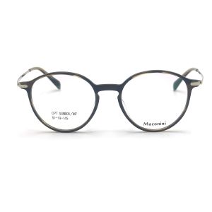 OPT SUN001 Acetate Optical Frame with high elasticity temples trendy Round Style