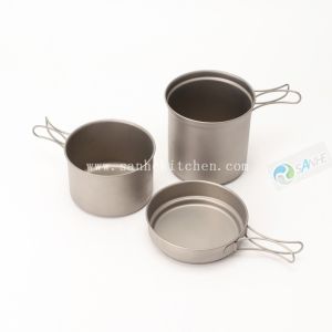 Titanium backpacking cookare 3pcs set with calibration