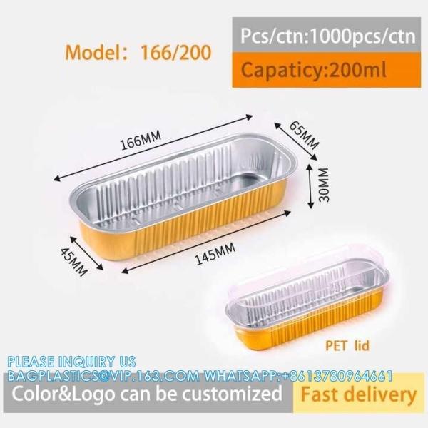 200ml Length 166MM, Sturdy Aluminum Foil Pans With Lids For Cooking, Baking,