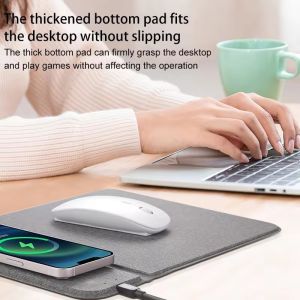 220x300x6.5mm PU Leather Charger Mousepad with Wireless QI Fast Charging 15W